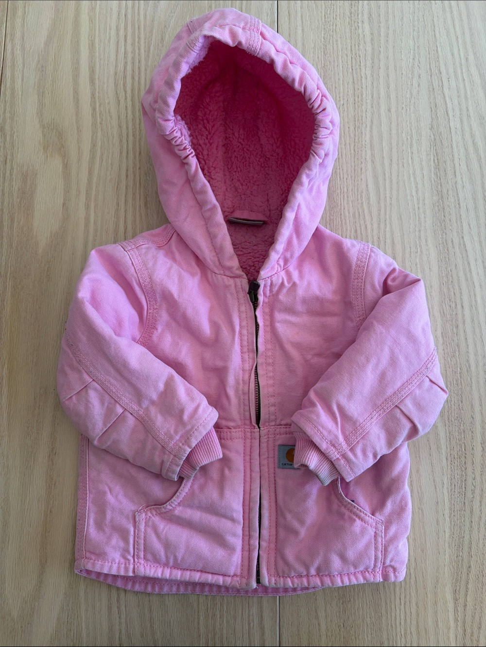 Carhartt Girls' Pink Hooded Sherpa Puffer Jacket